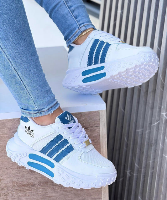 Tenis Adidas Star Dama femenino azul vista fronta